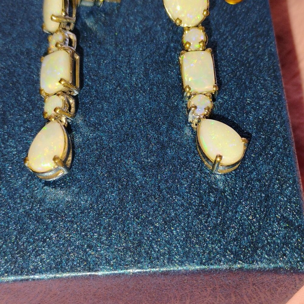 Australian opal dangling earrings in sterling silver